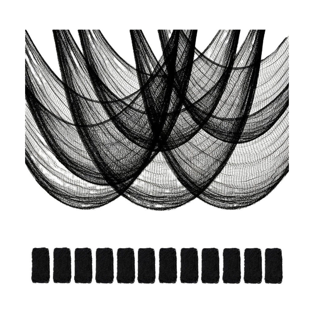 Halatool 12Pcs Creepy Cloth, 30 x 72 Inch Black Cheesecloth Halloween Decor