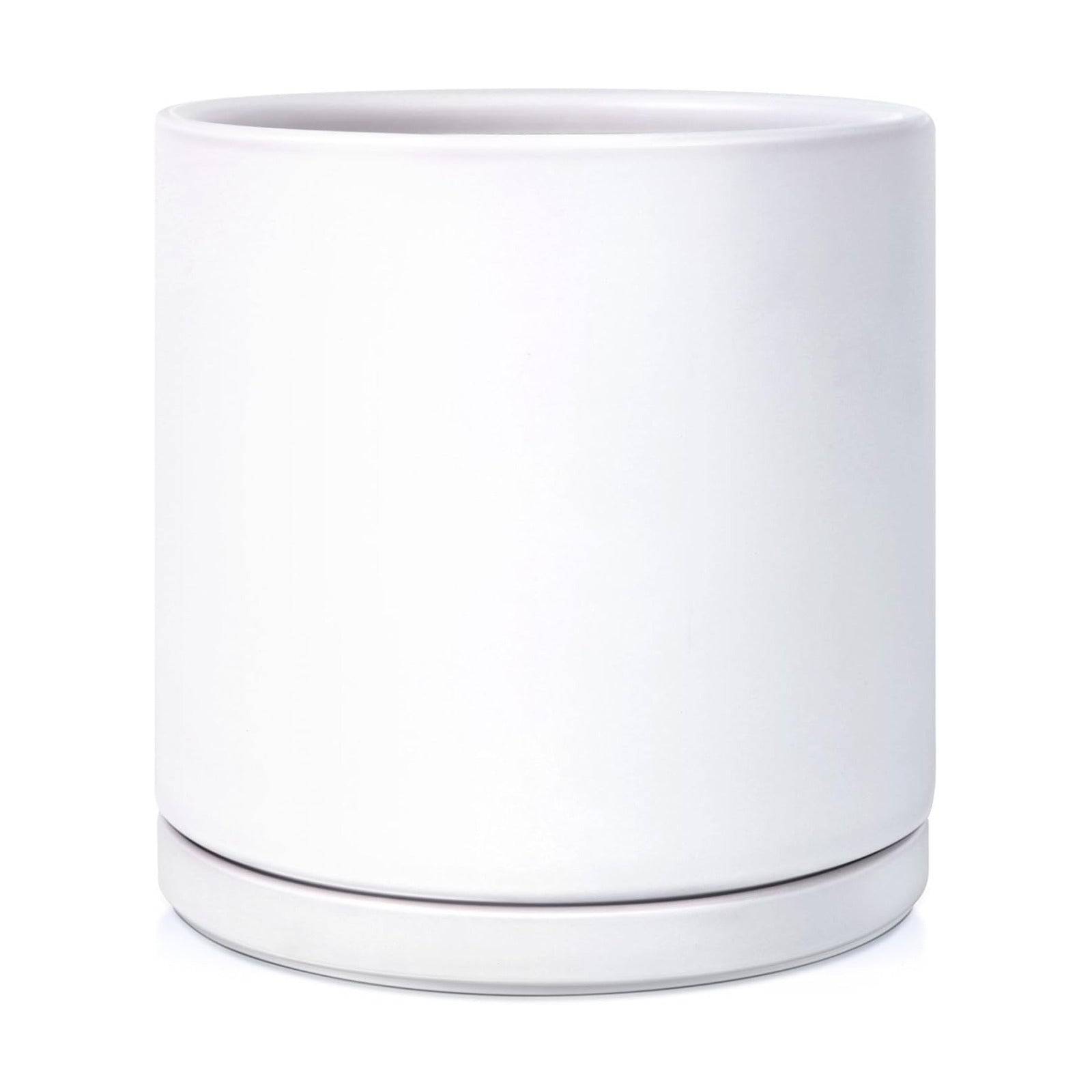 Kazeila 12 Inch Ceramic Planter Pot with Drainage Hole & Tray, Large Indoor Plant Pots, Modern Cylinder Flower Pot