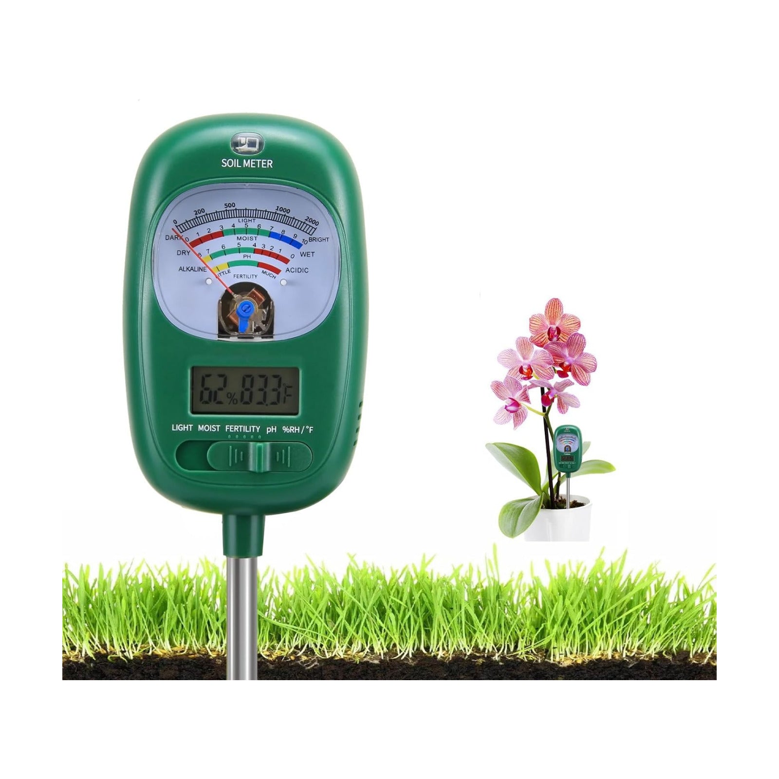 7-in-1 Soil Test Kit, Soil Moisture Meter/Soil ph Meter/Fertility Soil Tester, Soil Hygrometer for Garden, Farm, Plant