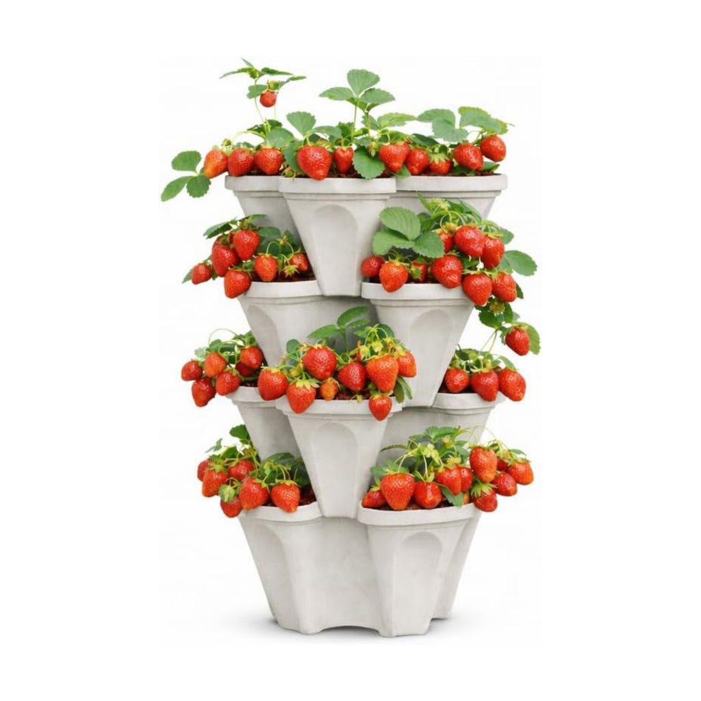 Vertical Garden Planter 4 Tier Stackable System 16 Plants, Space Saving Herb, Strawberry & Food Crop Planter with