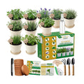 47 PCS Herb Garden Seeds Starter Kit, 10 Non-GMO Culinary Herb Seeds with Beige Pots & Planters for Windowsill, Herb