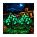 2PCS Solar Eyes Stake Pathway Lights, IP65 Waterproof Halloween Outdoor Decor with Steady On & Flash Lighting Modes，Solar-Powered Decor for Garden Yard Lawn Halloween Party (Green Eyes)