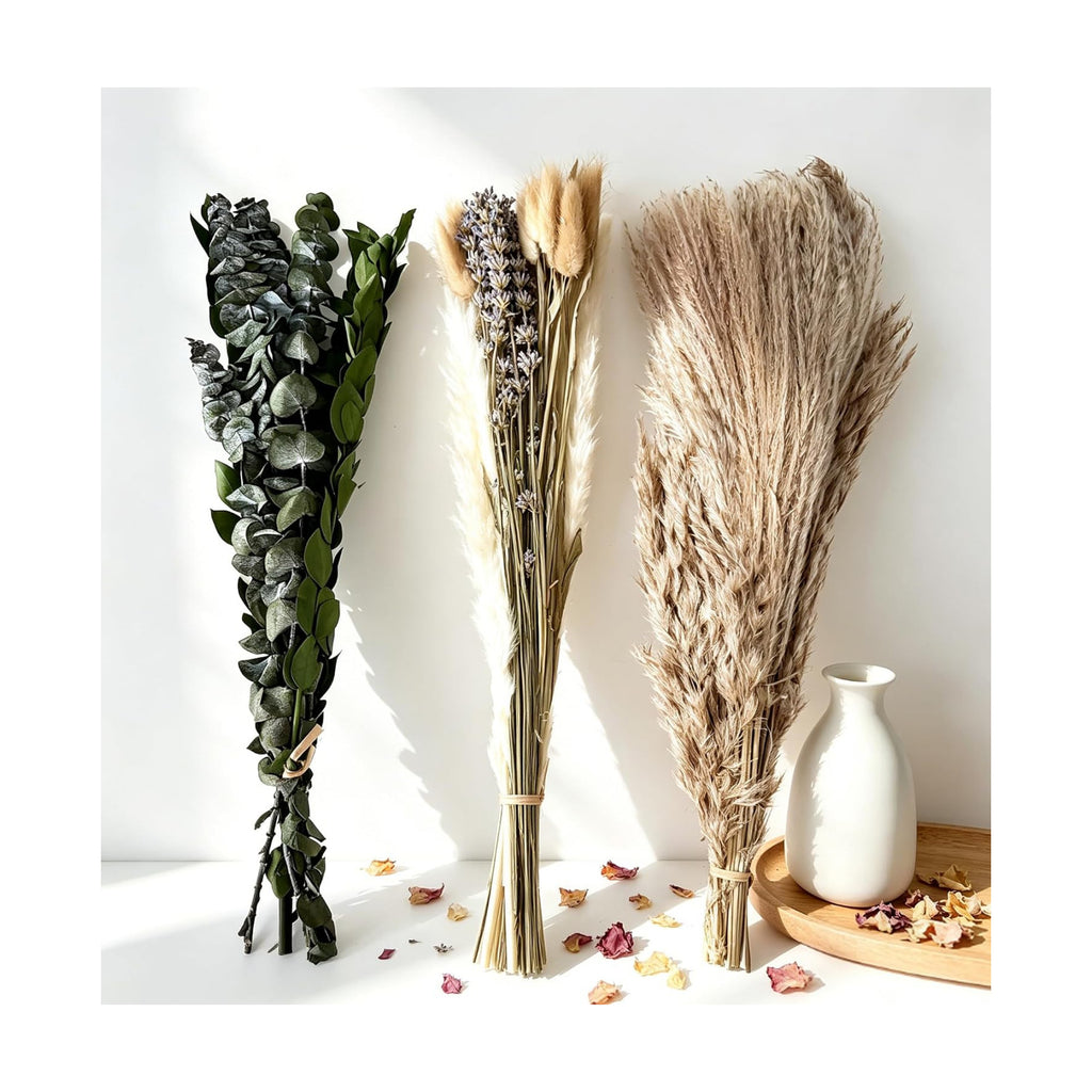 Dried Pampas Grass Bouquet Dried Flowers Eucalyptus Stem for Wedding Decor
