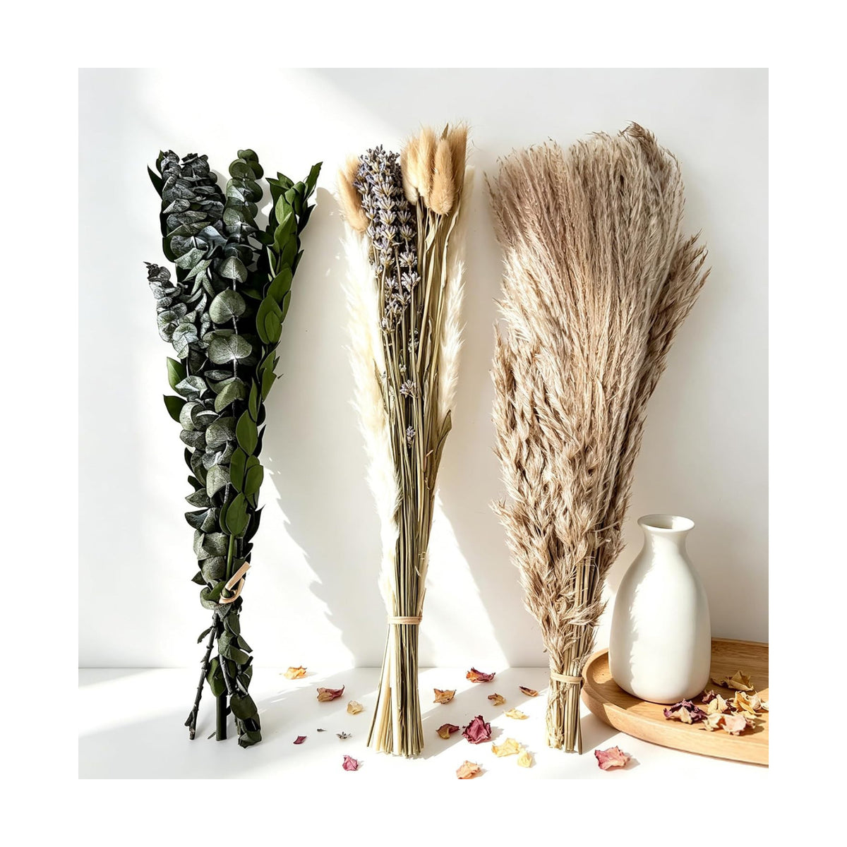 Dried Pampas Grass Bouquet Dried Flowers Eucalyptus Stem for Wedding Decor