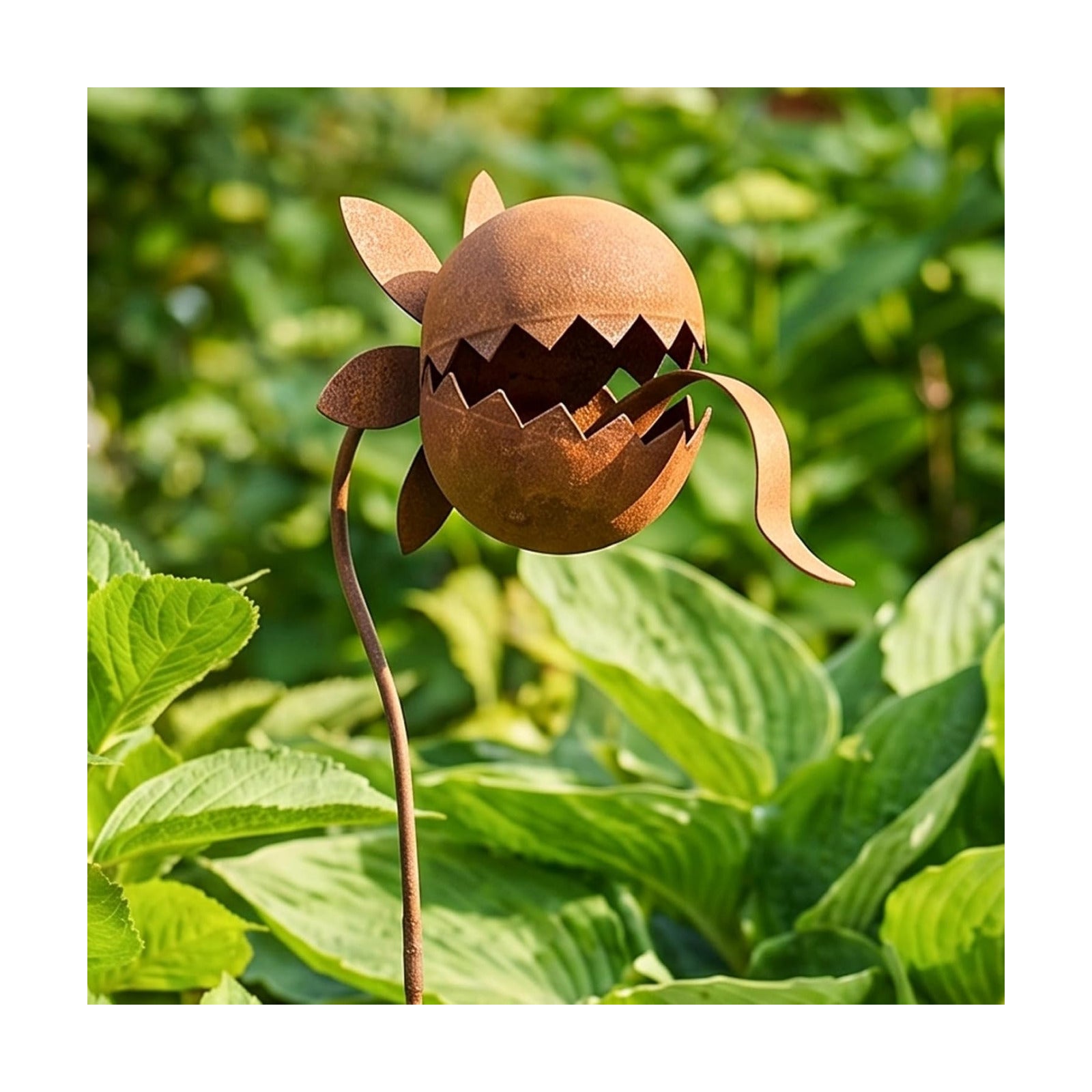 32 Inch Metal Flowers Venus Flytrap Carnivorous Plant Stake for Yard Art | Rusty Outdoor Metal Flowers - Venus Fly trap