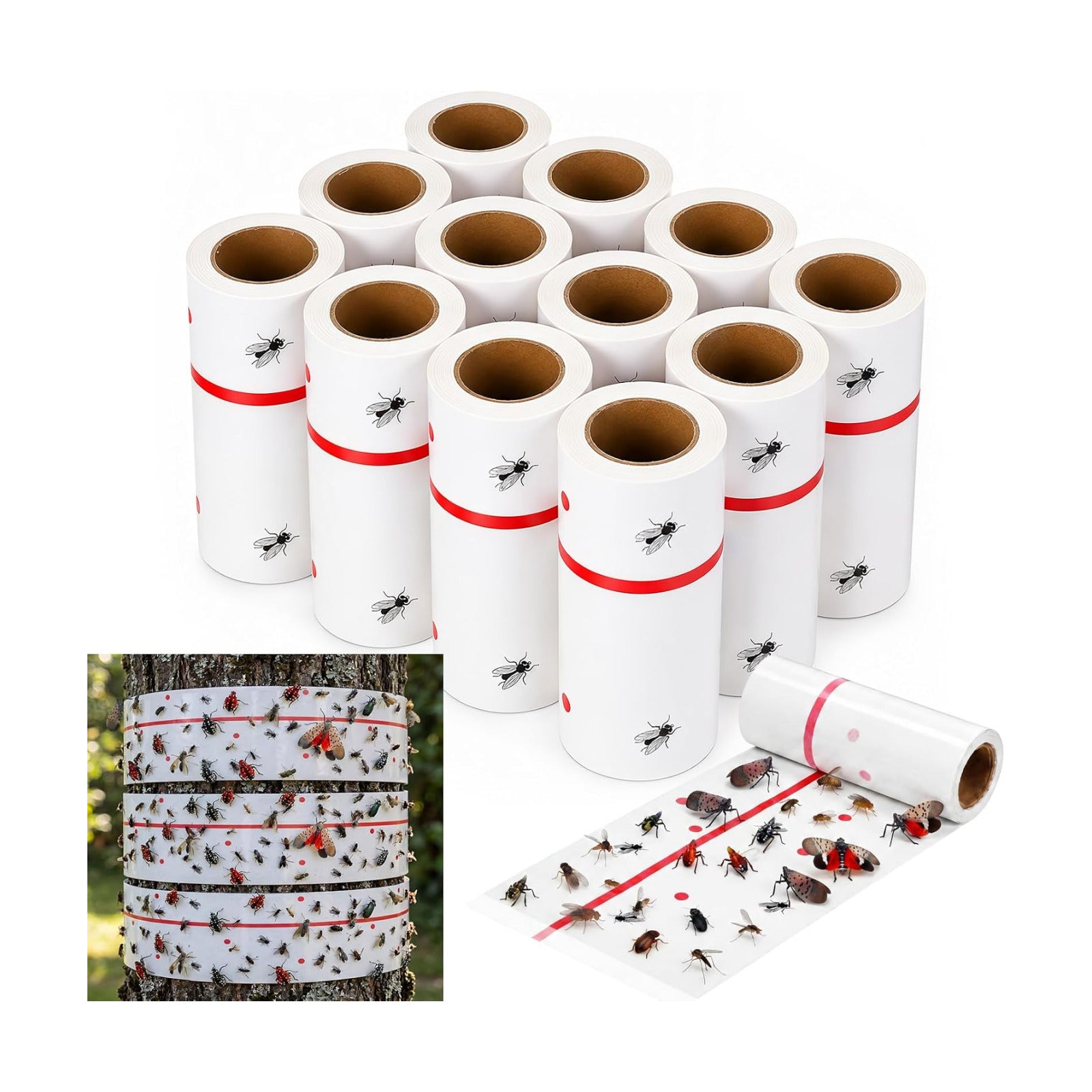 12 Rolls Spotted Lantern Fly Tree Trap 30 Feet Each Roll Lanternfly Tree Outdoor Fruit Fly Sticky Strips Paper Insect