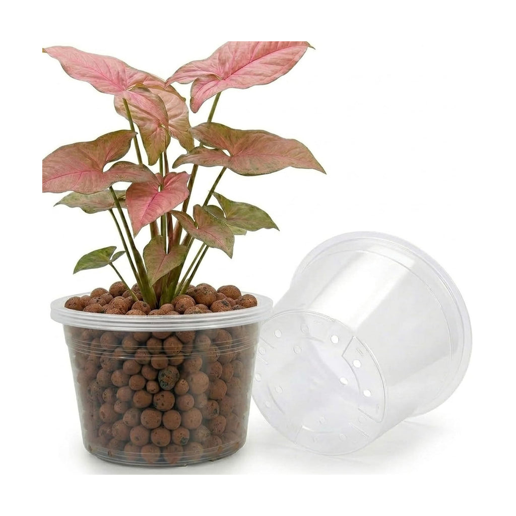 FUIJOL 12 Inch 4 Pack Large Clear Plastic Nursery Pots with Drainage