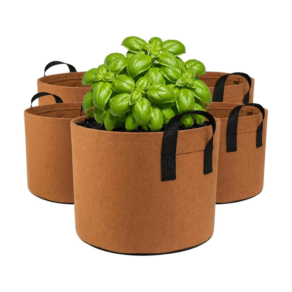 10 Gallon Grow Bags, Heavy Duty Fabric Pots with Handles for Vegetables | 5 Pack 10 Gallon Grow Bags, Heavy Duty Fabric
