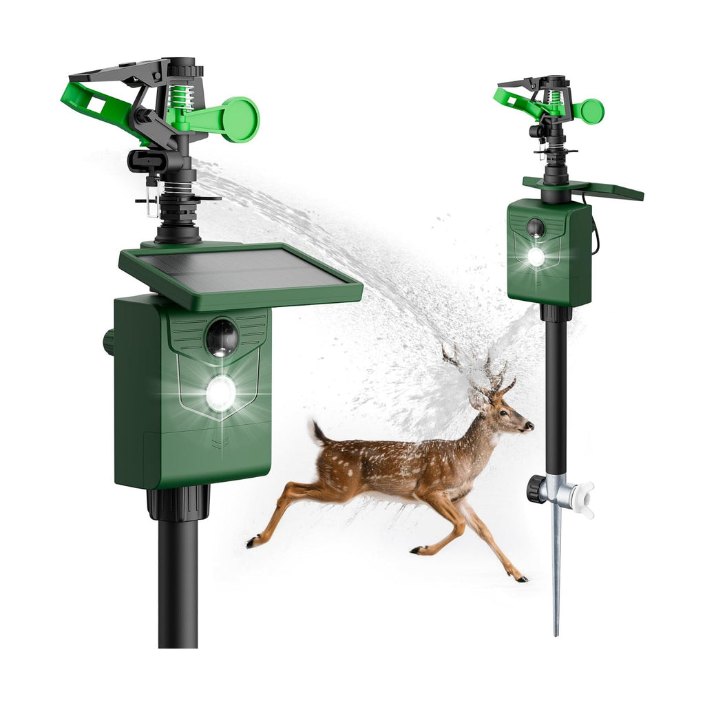 2 Packs Motion Activated Animal Repeller with Water Sprinkler, Deer Repellent Devices Solar Powered, IP65 Waterproof