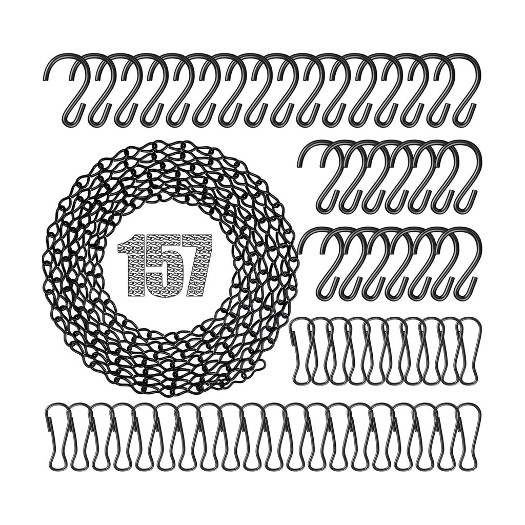 157 Inch Hanging Chain with 30 S Hooks and 30 Clips For Hanging Plants