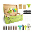 Fayoo Wooden Seed Storage Organizer Box with 40 Seed Vials & 20 Envelopes, Rustic Seed Saving Kit for Vegetable, Flower