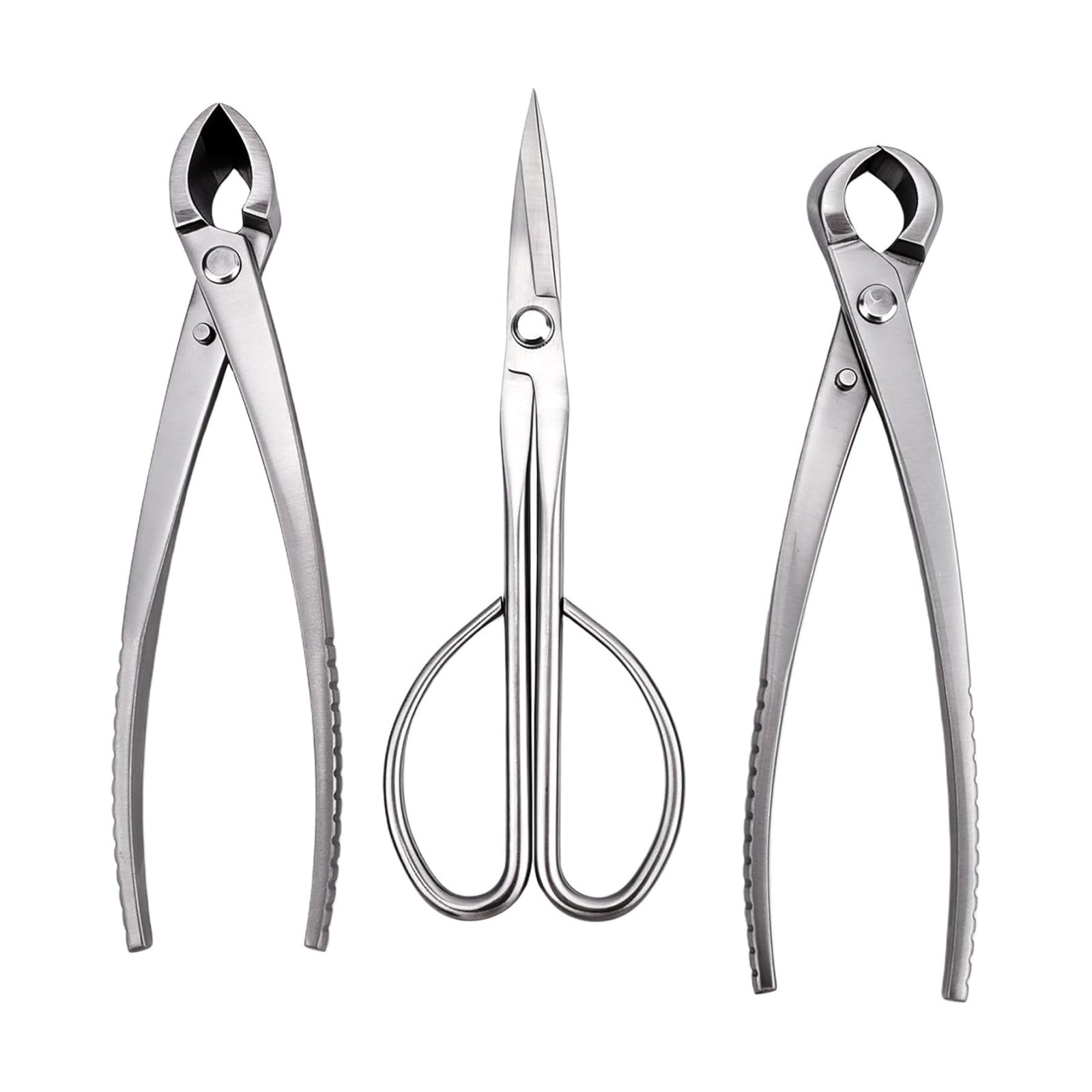 3pcs Bonsai Tool, Professional Stainless Steel Bonsai Trimming Kit with Knob Cutter Concave Cutter Leaf Scissors for