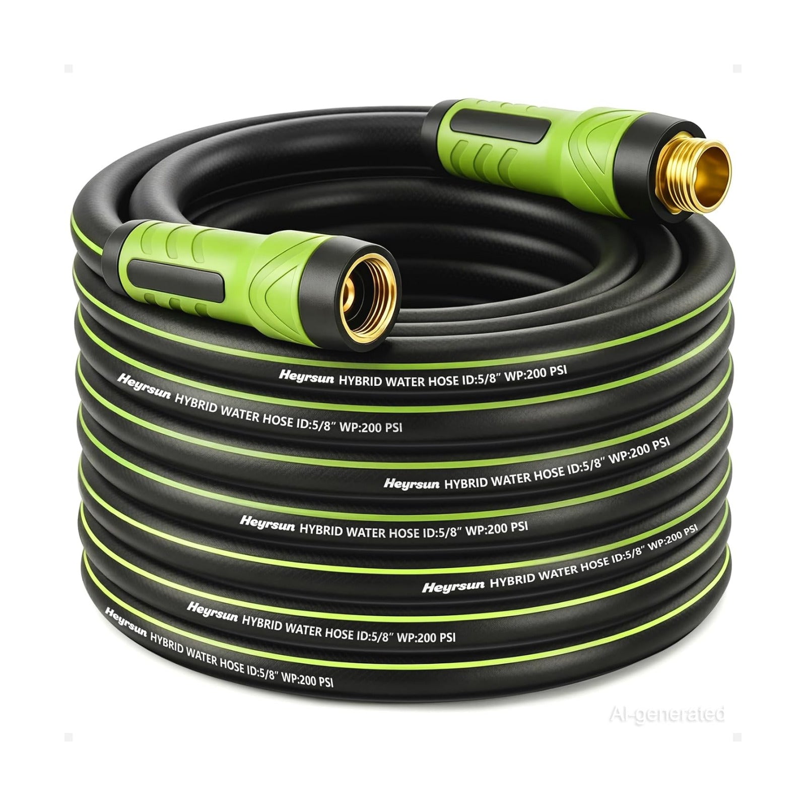 Garden Hose 50ft x 5/8", NON-EXPANDABLE Water Hose Heavy Duty, Flexible, Lightweight, Kink Resistant & Outside Hybrid