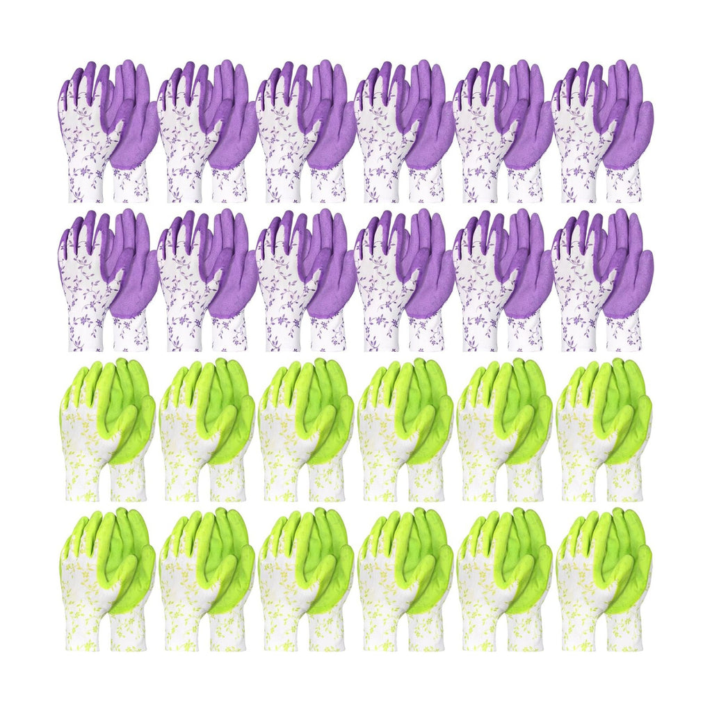 24 Pairs Gardening Gloves Bulk for Women,Thorn Proof Heavy Duty Garden Gloves, Breathable Nylon Latex Coated Yard