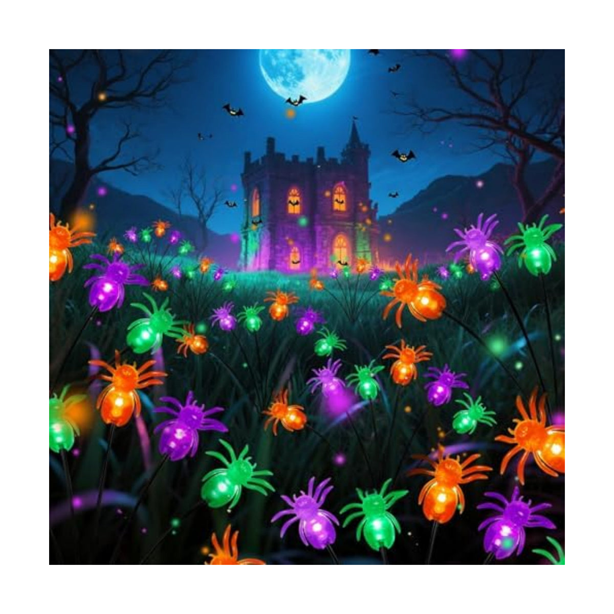 LORRYTE 6Pack 36LED Spider Solar Halloween Lights Outdoor for Garden