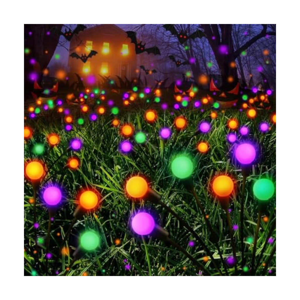 6PK Halloween Decorations Outdoor Solar Firefly Lights Orange Purple Green
