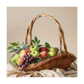 Rattan Basket with Handle, Wicker Garden Harvest Basket for Vegetables and Fruit, Handwoven Picnic Basket for Storage