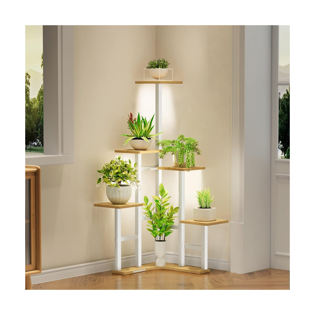 Corner Plant Stand Indoor with Grow Lights 6 Tiered Corner Plant Shelf