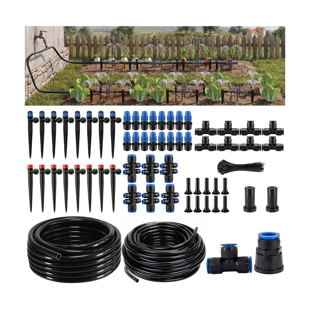 Drip Irrigation Kit – 230FT Automatic Garden Watering System with Quick-Connect 1/4" & 1/2" Fast-Lock Tubing