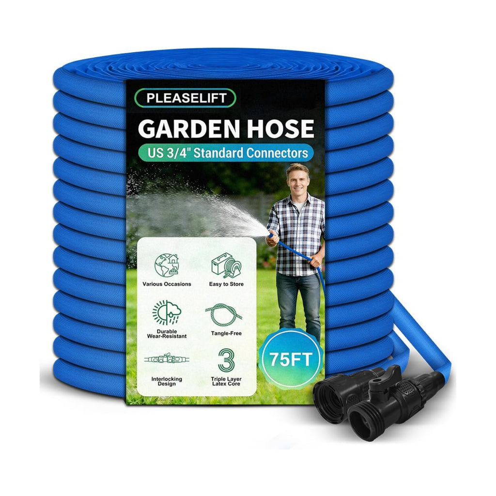 Garden Hose, 75ft Water Hose, Lightweight Outside Lawn Hose, Outdoor Hose for Yard Backyard, Collapsible & Car Wash