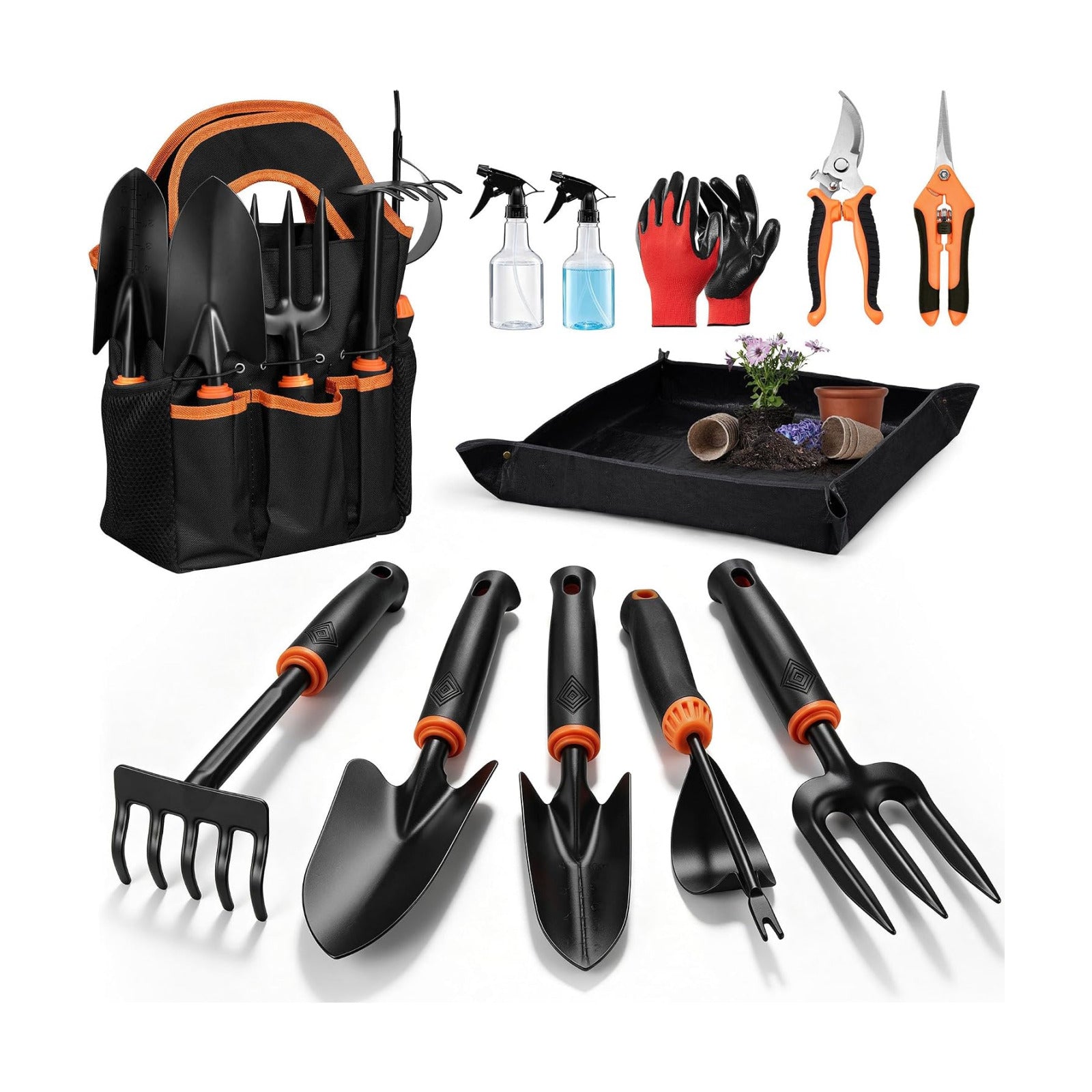 Joyfair Gardening Tools, 12 Pcs Garden Tool Set for Planting & Weeding | 1.4MM Thick Premium Steel, Less Prone to