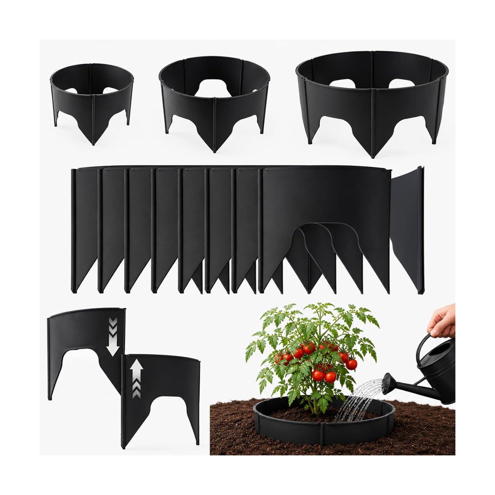 Planting Grow Rings, 60 Pcs Garden Border Segments for 8/10/12 Inch Plant Rings, Water Retention Root Watering