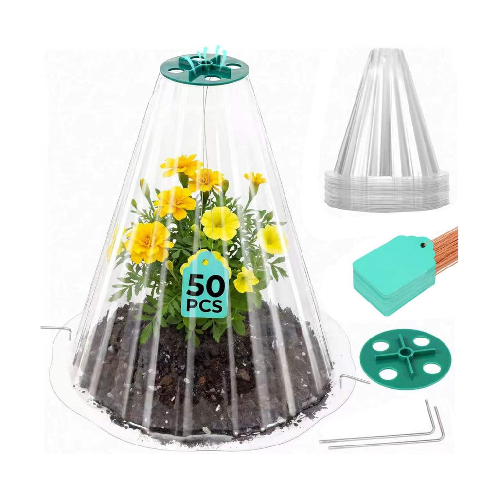 Cloches for Plants, Transparent Plant Covers, Garden Cloches with Humidity Domes, Securing Pegs and Plant Labels
