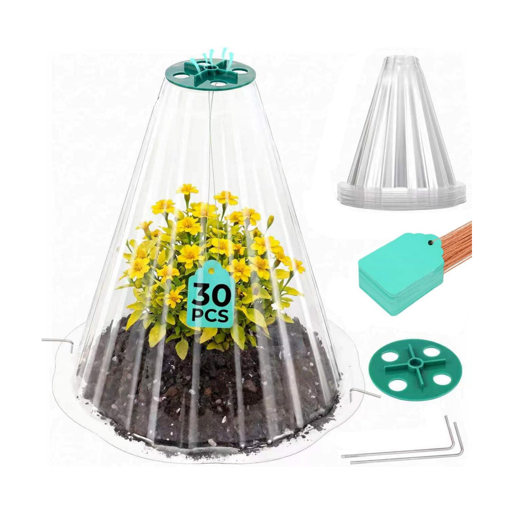 Cloches for Plants, Transparent Plant Covers, Garden Cloches with Humidity Domes, Securing Pegs and Plant Labels