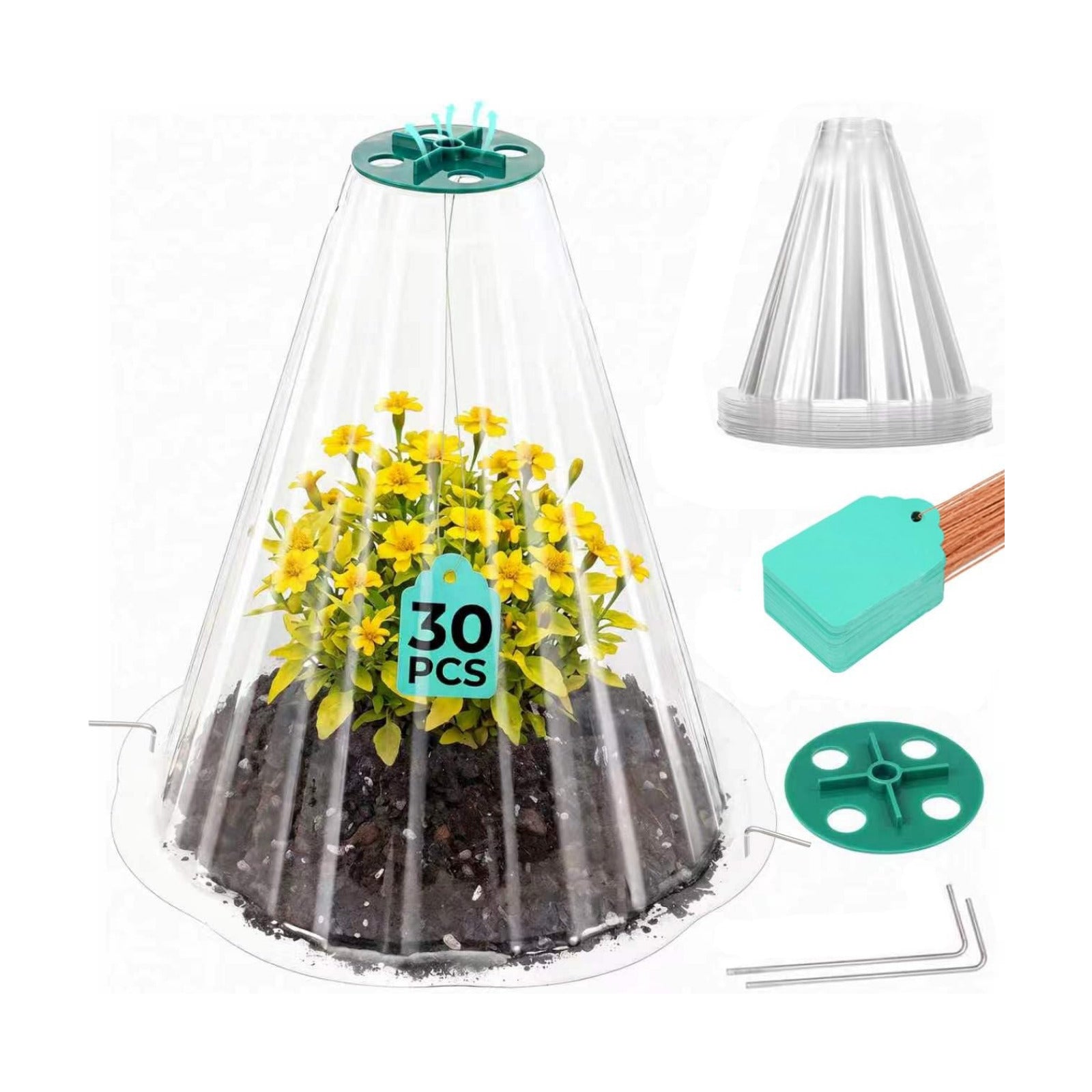 Cloches for Plants, Transparent Plant Covers, Garden Cloches with Humidity Domes, Securing Pegs and Plant Labels