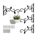 4 Pcs Plant Hangers Outdoor for Wall Mount Hangers Iron Bracket Plant Hanger Bracket Rust Resistant Black Hook for Bird