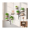 2 Pack Wall Mounted Plant Holder, 8-Tier Wall Planters for Indoor Plants | Metal and Wood Wall Planters, Easy To
