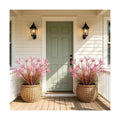 12Pcs Artificial Grass Plant, 16.5" Fake Tall Grass Pink White Flower