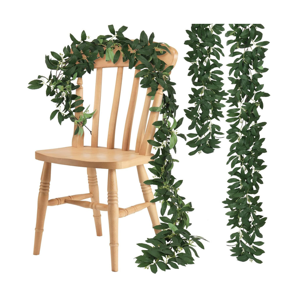 RECUTMS Artificial Olive Leaves Vine Garland with Berry 2Pcs 6.2Ft Silk Ivy