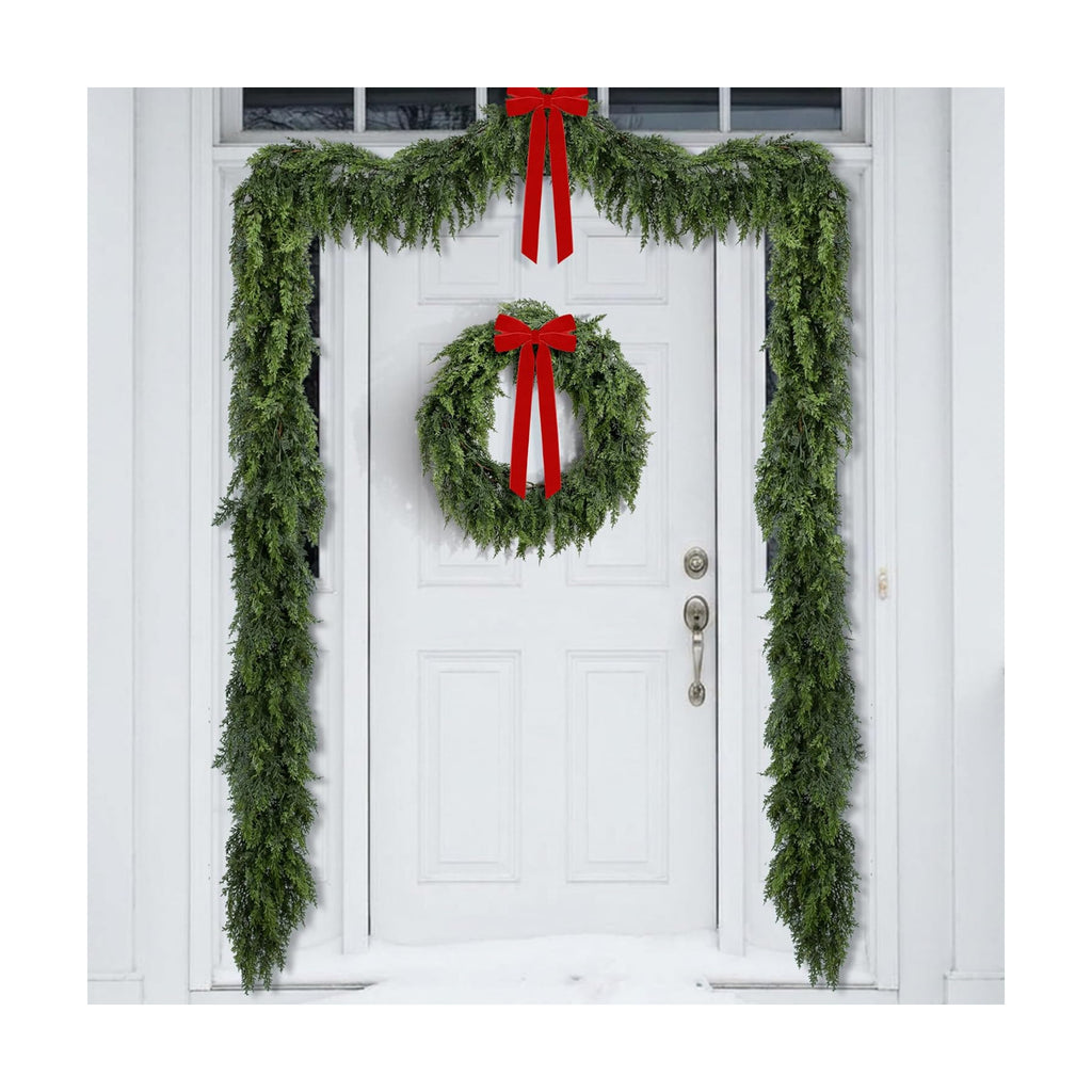 4 Pcs Double Color Christmas Norfolk Pine Garlands for Mantle Fireplace