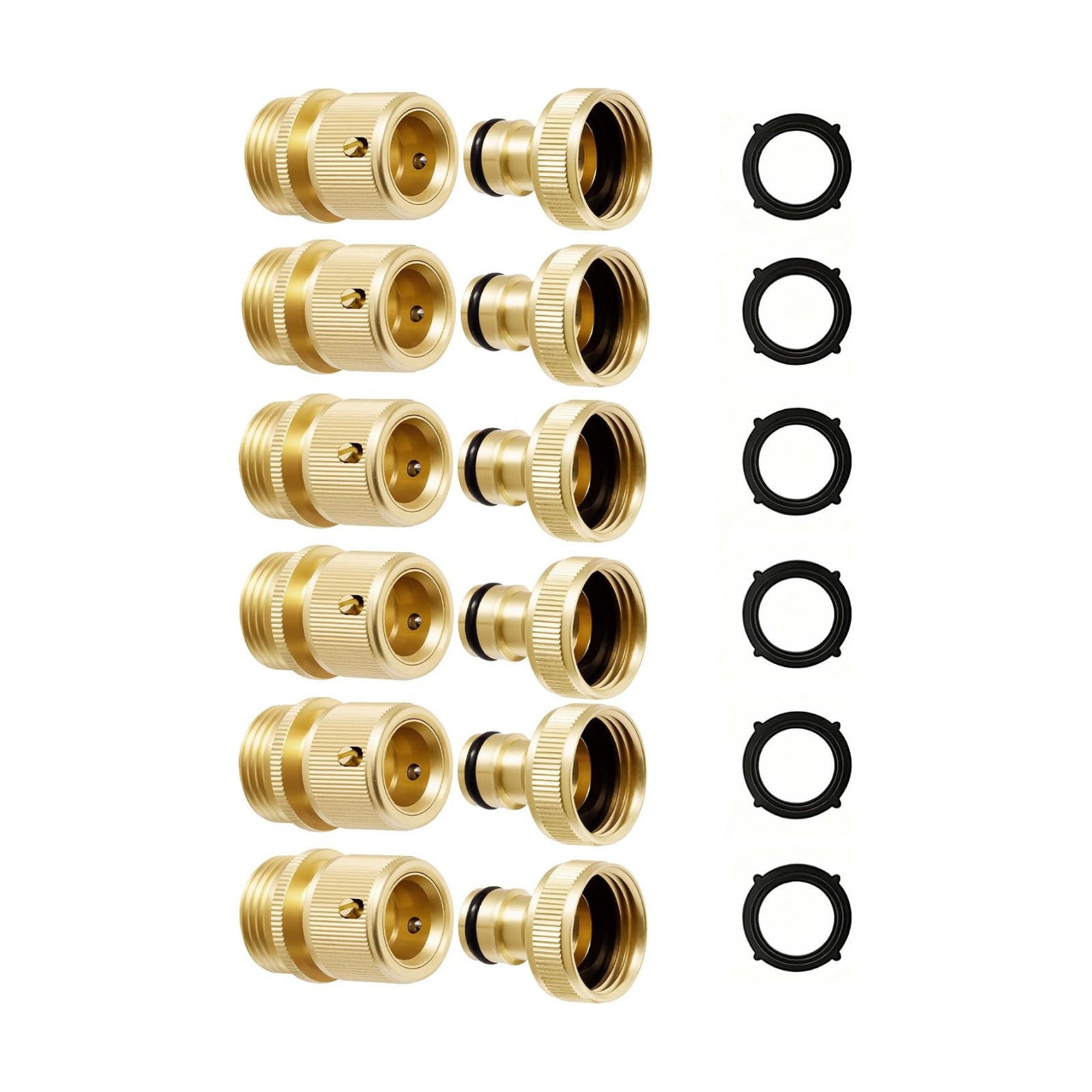 RainPoint Garden Hose Quick Connectors, Heavy Duty Solid Brass 3/4 Inch GHT, Universal Leak-Proof Fittings for Easy