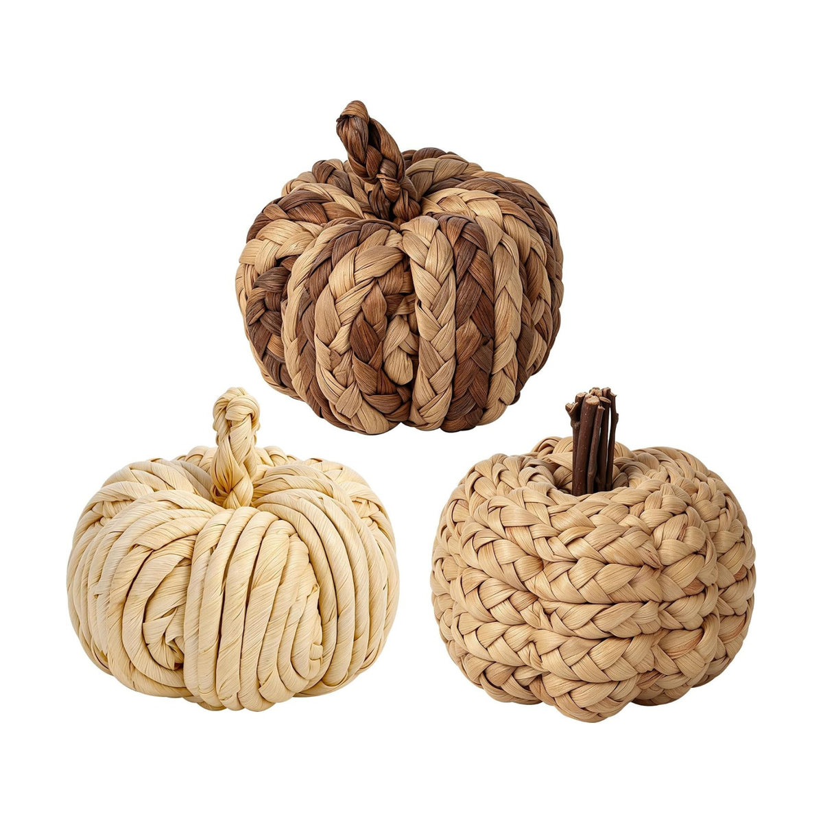 Lulu Home Set of 3 Handwoven Pumpkins Decor