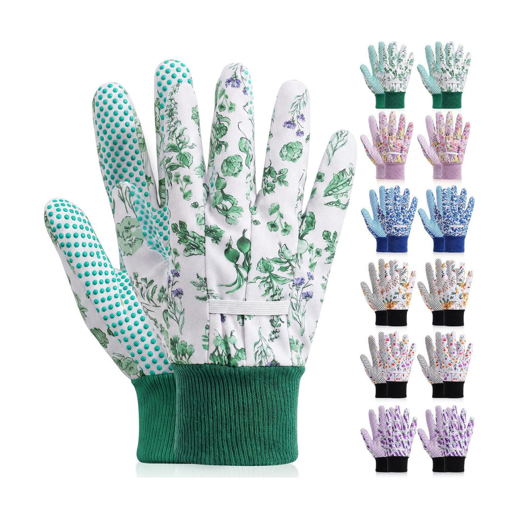 Cutecrop Garden Gloves for Women 9.5" Floral Gardening Gloves Lightweight and Machine Washable Gift for Gardeners PVC