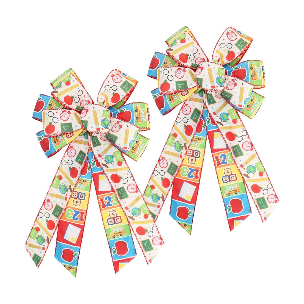 2PCS Large Back to School Wreath Bows for Front Door Bulletin Board Decor