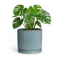 8 Inch Planter, Ceramic Pots for Plants with Saucer, Glaze Blue