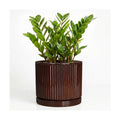 10 Inch Ceramic Plant Pots, Round Flower Pots with Saucer, Brown