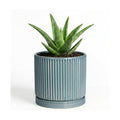 4 Inch Pots for Plants, Ceramic Planter with Saucer, Glaze Blue