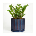 Ceramic Planter, 10 Inch Plant Pots with Saucer, Retro Blue