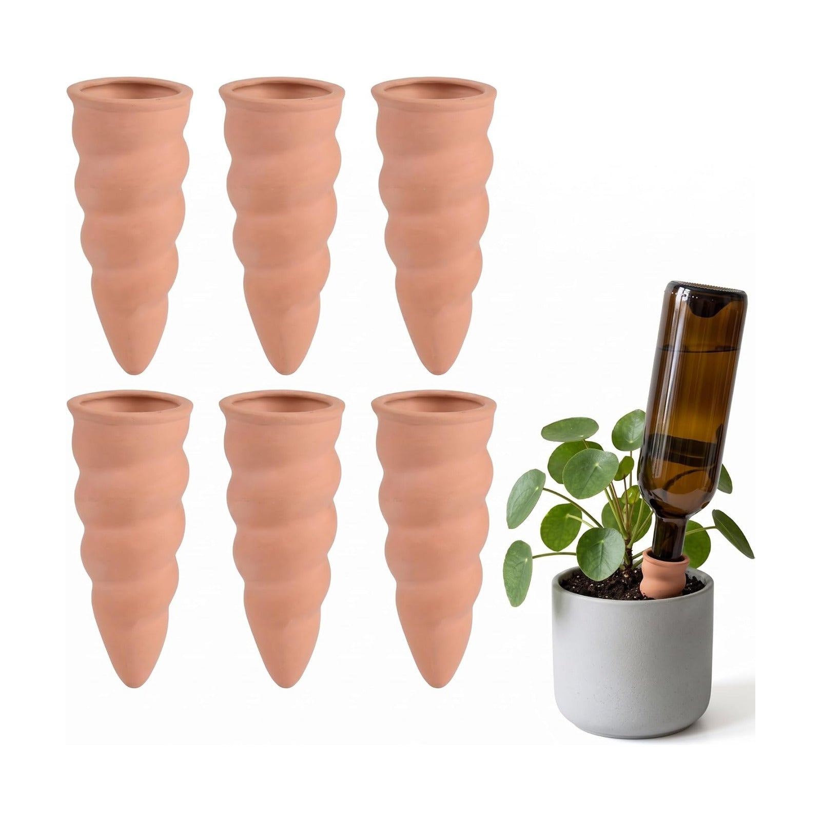 Terracotta Watering Spike Set, 6 Pcs Self Watering Planter Insert, Automatic Plant Watering Devices for Vacation Care