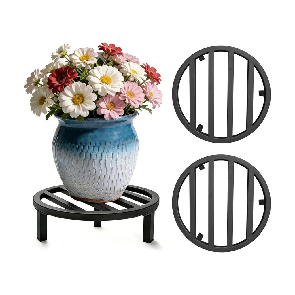 3 Pack 12 Inch Metal Plant Stands Outdoor Indoor Pot Riser,Black