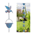 Hummingbird Rain Chain, 7.8 FT 7-Cup Adjustable Gutter Rain Catcher (Blue) | Adjustable Rust Resistant Outdoor Rain