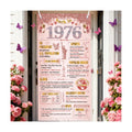 50th Birthday Decorations for Women, Rose Gold Back in 1976 Door Cover Decor, Fifty 50 Years Old Bday Large Front Door Cover Sign Backdrop Banner Supplies Decor, 3x6 Ft