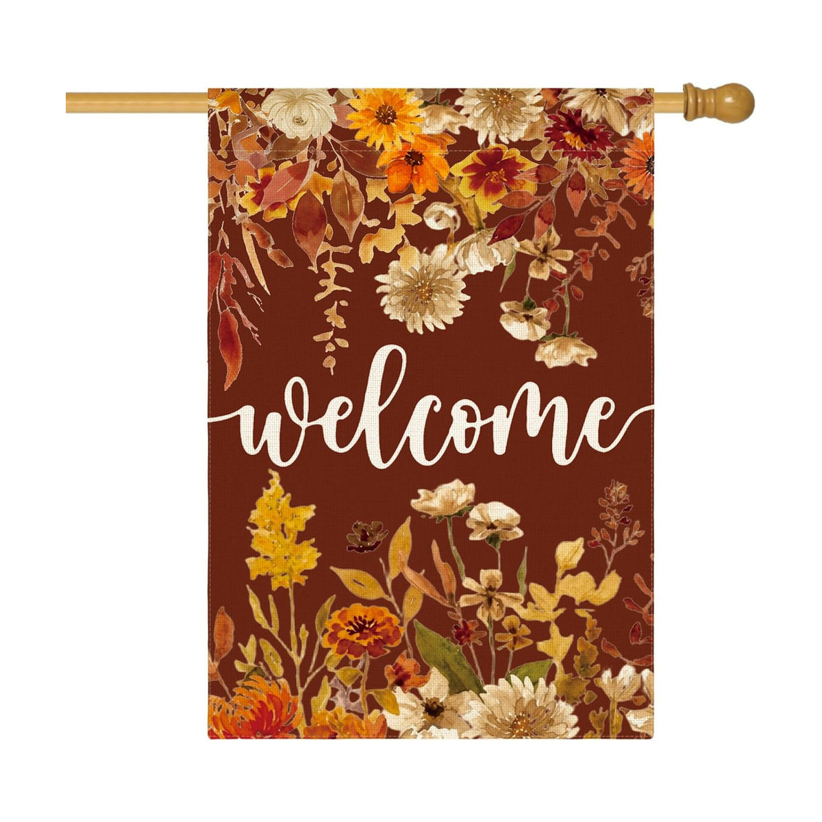 AVOIN colorlife Welcome Floral Fall House Flag 28x40 Inch for Outside