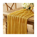 Yellow Cheesecloth Table Runner, 10FT Rustic Gold Boho Gauze Table Runner for Wedding Bridal Shower Baby Shower Birthday Tea Party Decorations