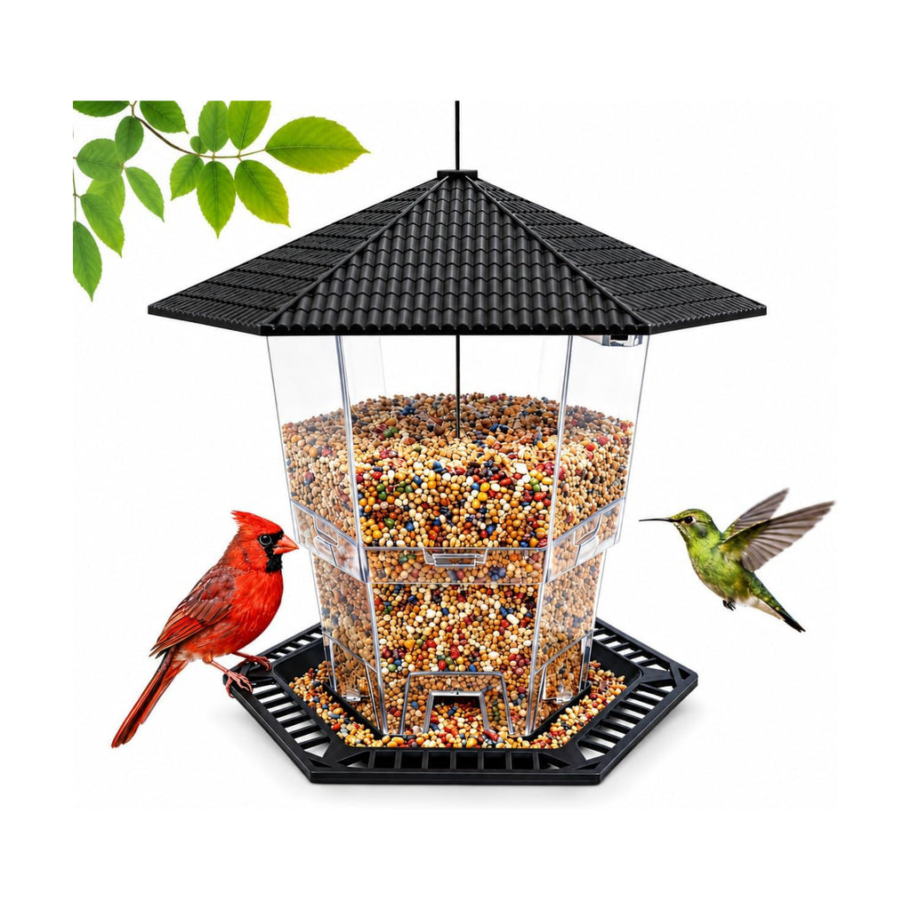 CHILDLION Bird Feeder for Outdoors Hanging,Black Hanging Wild Bird Feeders for Blue Bird, Cardinals, Finches,Wild Birds Seed Feeder, As Gift for Bird Lovers