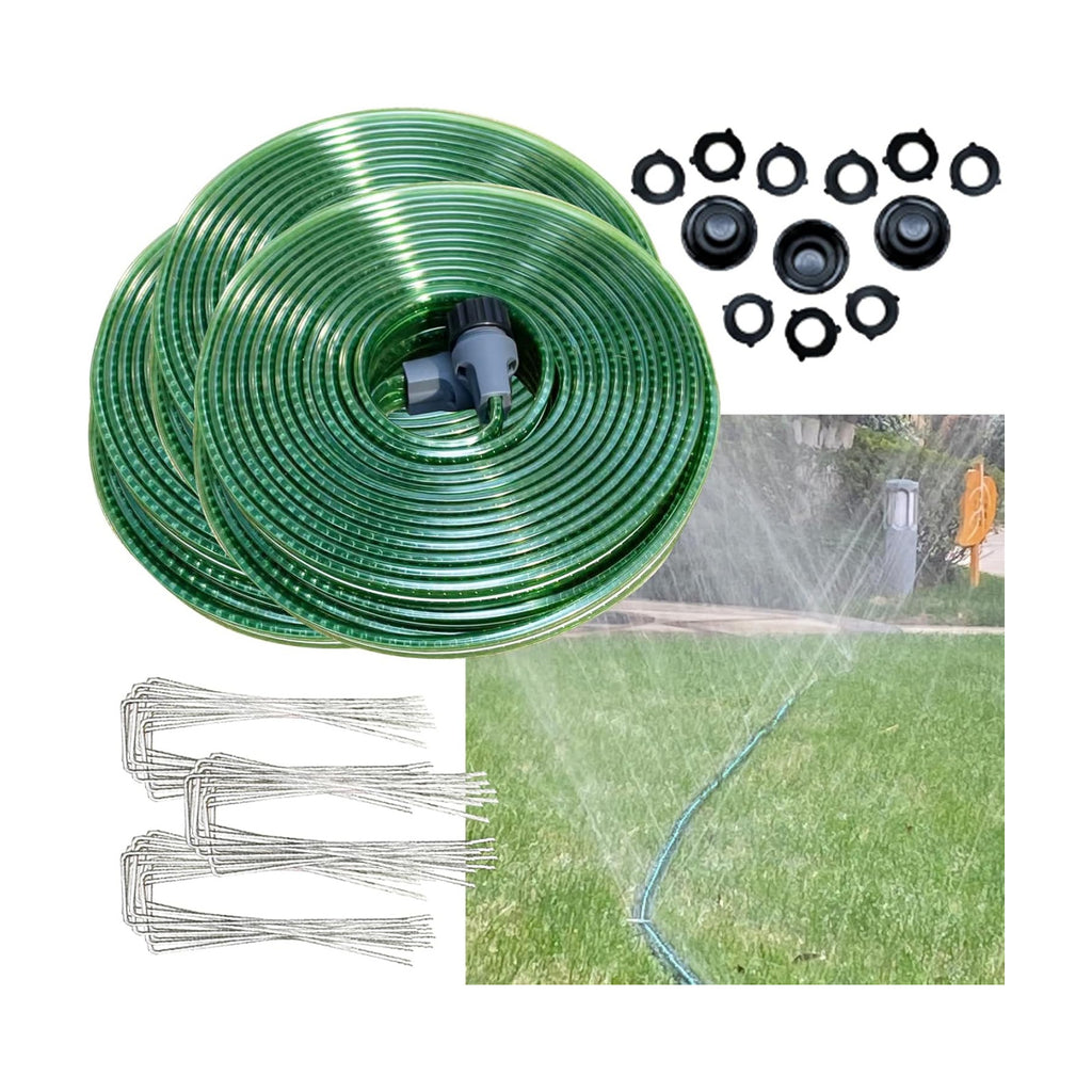 Watoo 2026 Sprinkler Hose & Soaker Hose for Yard - 150FT (50 * 3) Reinforced Flat Garden Hose with Holes, Heavy Duty